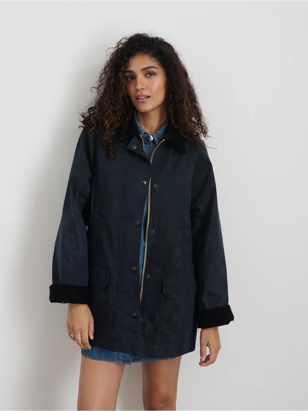 Alex Mill Chiltern Street Jacket In Waxed Cotton Navy M - Picture 2 of 8